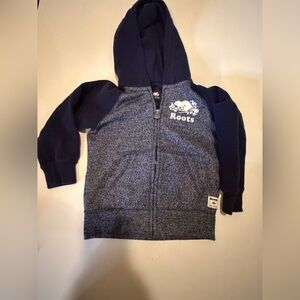 2T Roots Toddler Hoodie in Navy and Heather Gray